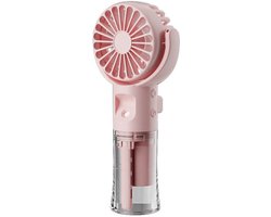 Draagbare handzame mistventilator - Mini draagbare oplaadbare ventilator - Draagbare ventilator met 4 snelheden - USB oplaadbare ventilator - Geschikt voor buiten, kantoor, kamperen, reizen, accessoire (Roze)