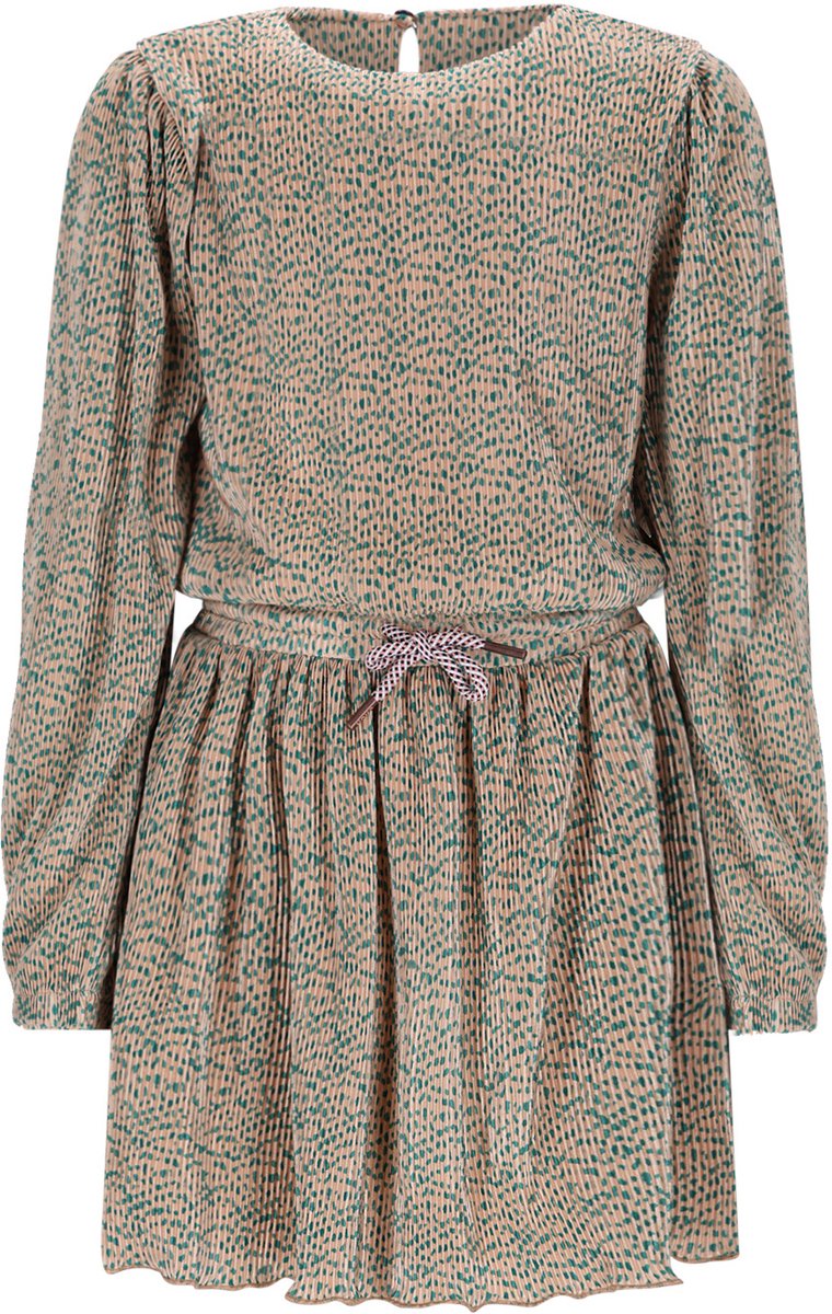 NoNo winter plisse jersey jurk meisjes - zand - Miron - AOP