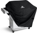 Zwarte beschermhoes met Burnhard logo over een gasbarbecue.