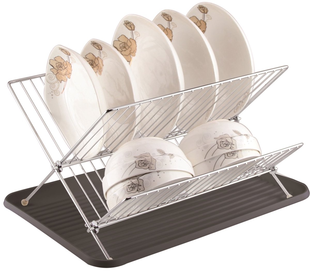 Cheffinger Afdruiprek met Lekbak - 2-laags - Zilver - Afwas Druiprek Droogrek
