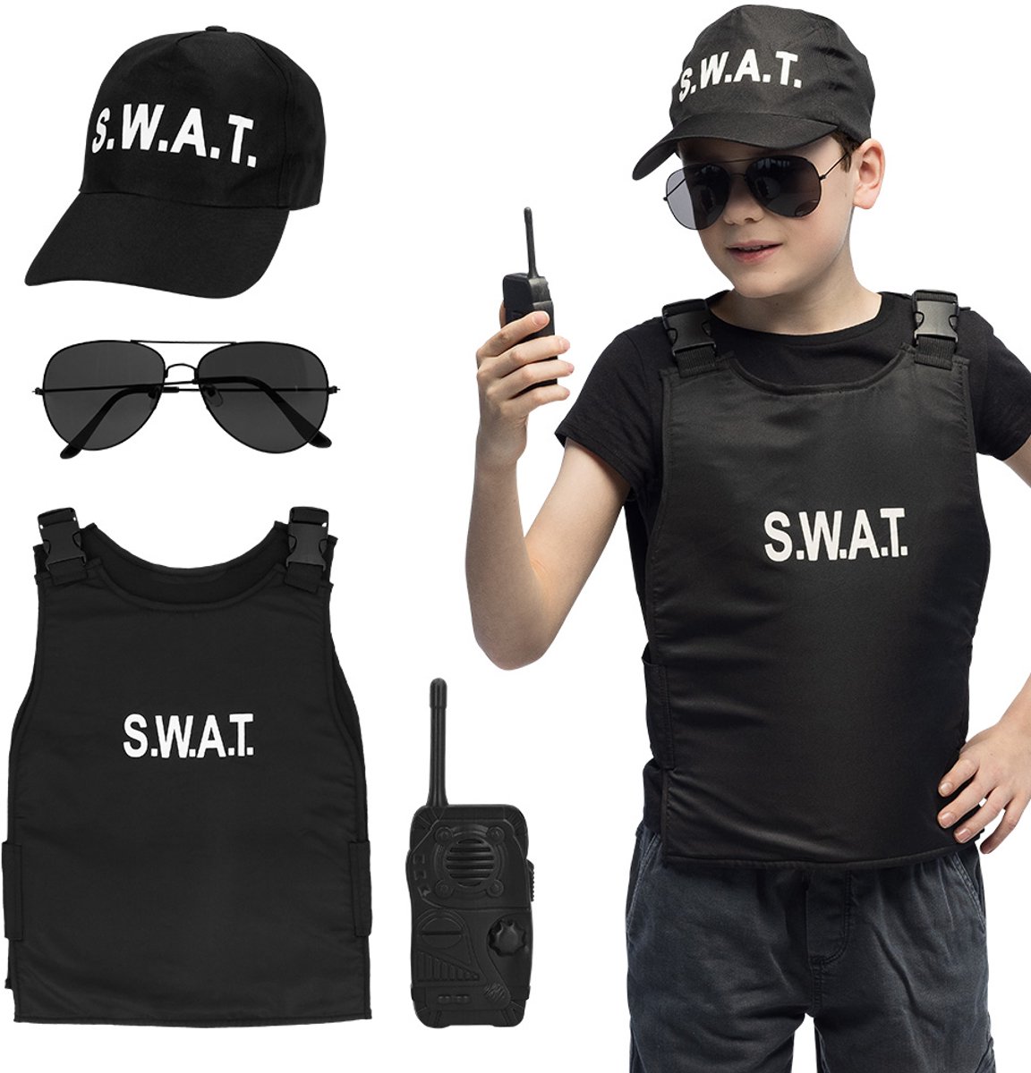 Boland - Set kind 'S.W.A.T' officer Zwart - Kinderen - Jongens en meisjes - Agent - Agent