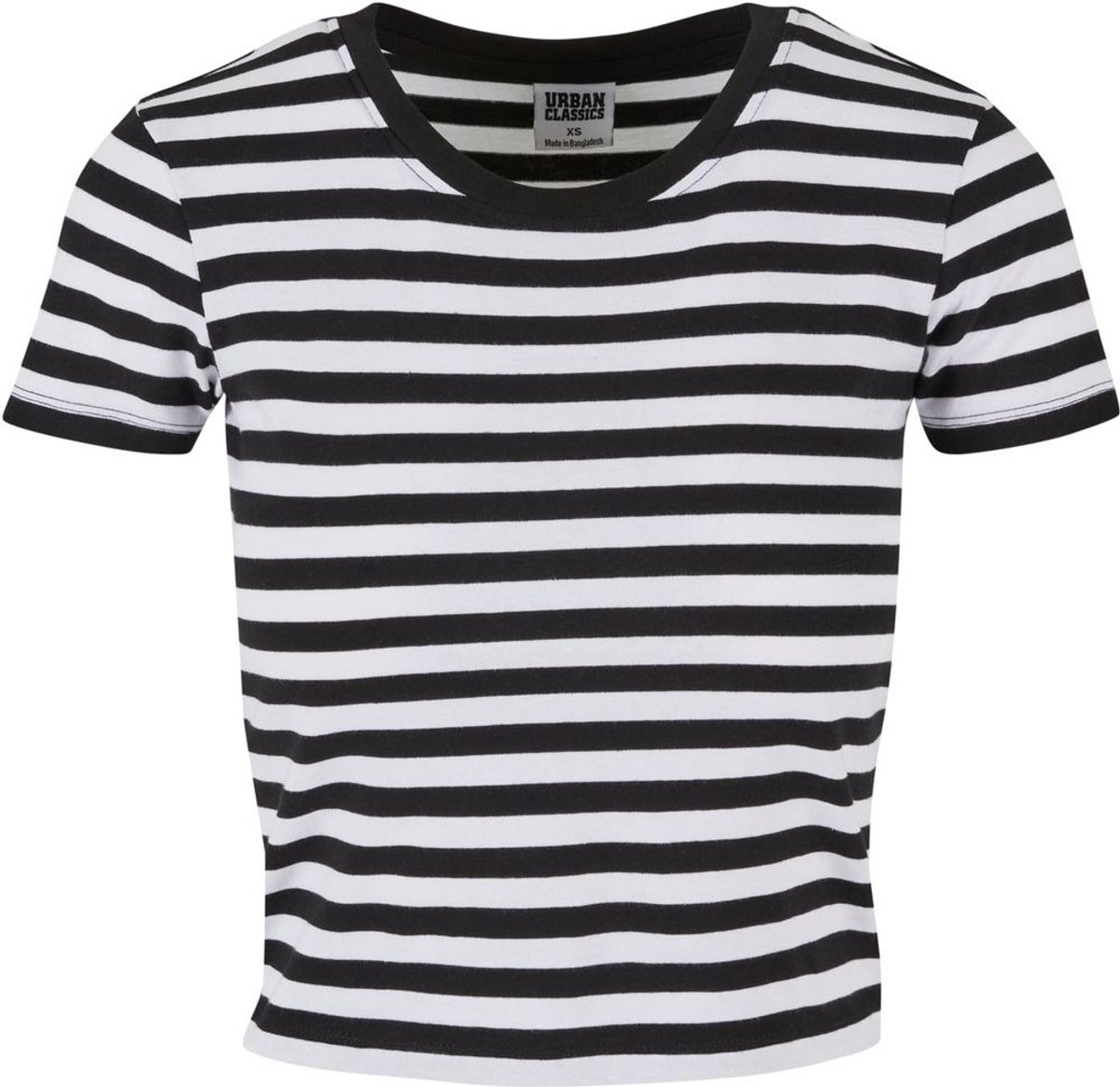 Urban Classics Short Striped Crop top S Wit