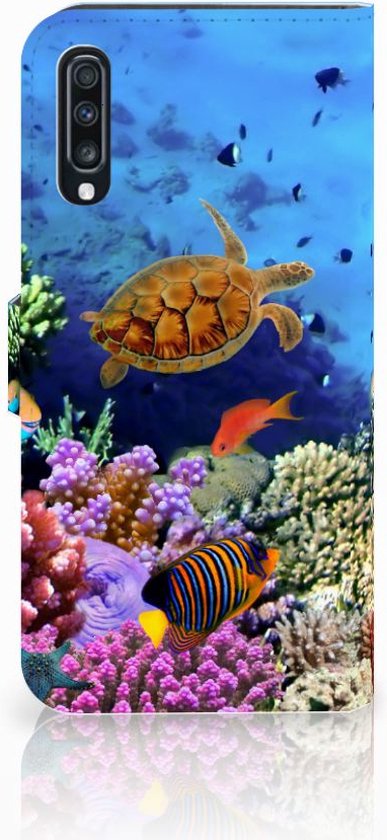 Case Cover pour Samsung Galaxy A70 Portefeuille Pêche