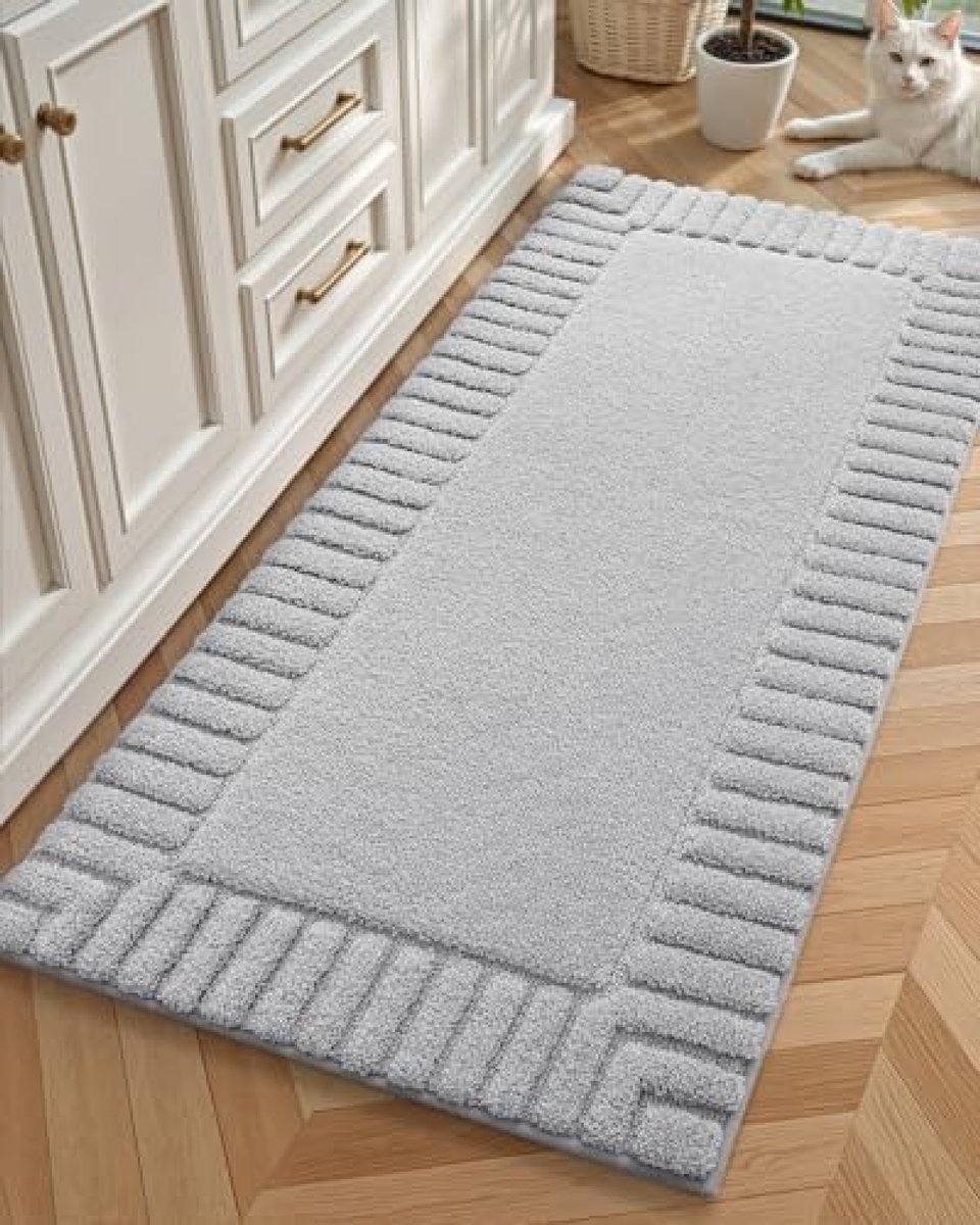 Lichtgrijze Badkamer Mat 60x110 cm - Absorberende Niet-slip Badmat, Zachte Douchemat Wasbaar voor Badkamervloer, Badkuip en Wastafel