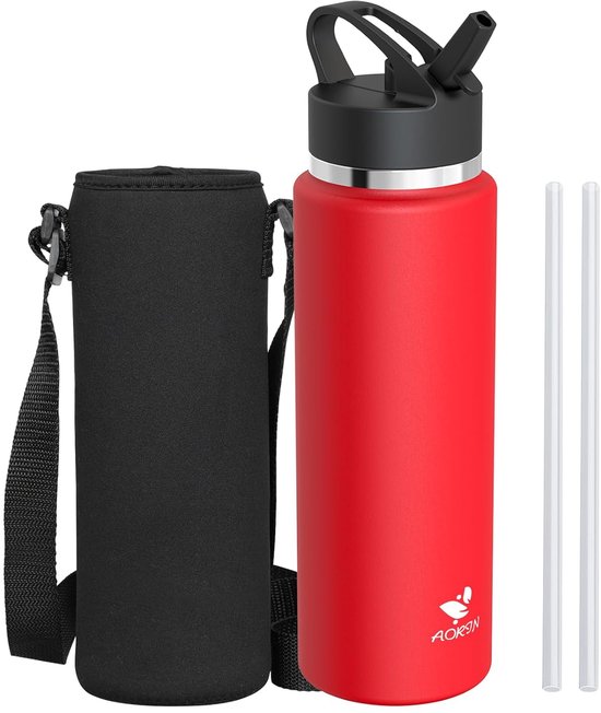 Geïsoleerde waterfles - 18/8 roestvrij staal - draagbaar en lekvrij