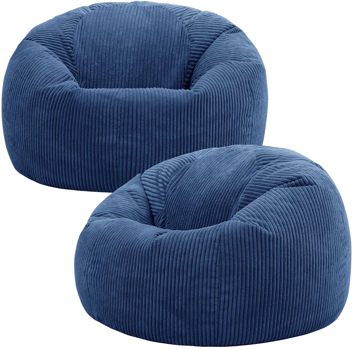 Icon Kingston Zitzak Fauteuil - Set van 2 - Ribfluweel - Denimblauw
