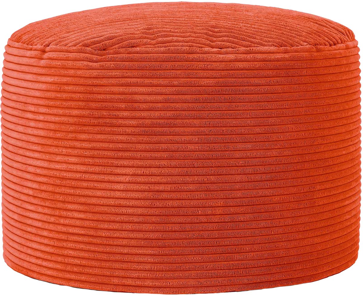 icon - Milano Poef - Ronde Zitzak Hocker - Ribfluweel - Terra-oranje