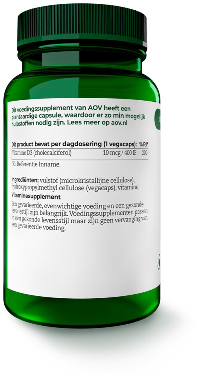 AOV - 401 Vitamine D3 10 mcg - 2 x 60 vegacapsules - Voordeelverpakking