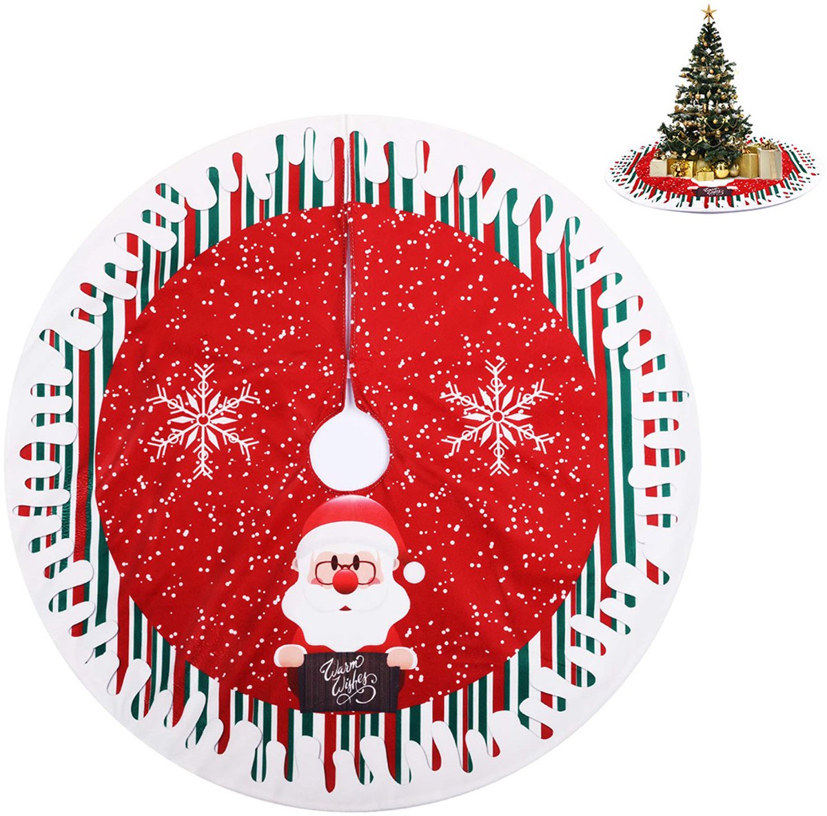 Kerstboomrock-Rond-Met-Schneeflocken-Roodstrepen-80Cm-Diamete