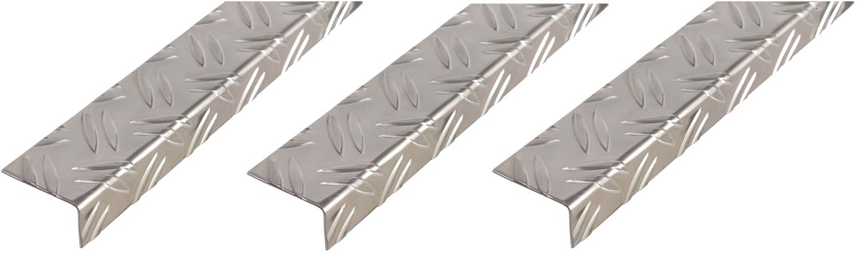 Alberts 3 x hoekprofiel, geriffelt, Aluminium, blank, 53,6 x 29,5 x 1,5 mm, lengte 1 m