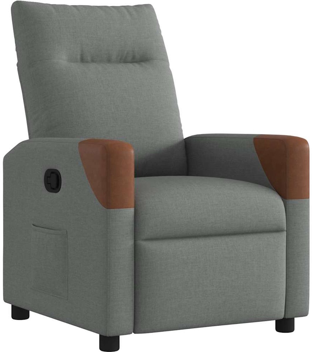 vidaXL Relaxfauteuil - Donkergrijze - Stof Donkergrijs en bruin