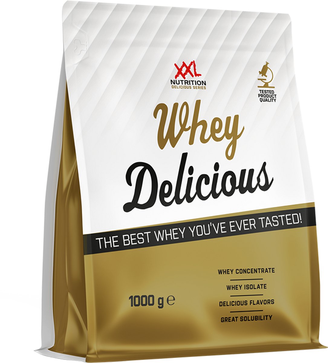 XXL Nutrition - Whey Delicious - Aardbei - Wei Eiwitpoeder met BCAA & Glutamine ProteĂŻne poeder Eiwit shake Whey Protein - 1000 gram (Zak)
