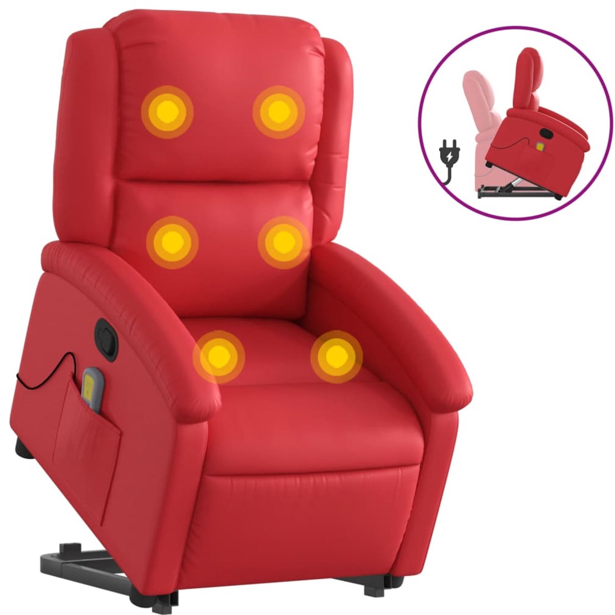 vidaXL Sta-op-massagestoel - verstelbaar - kunstleer - rood