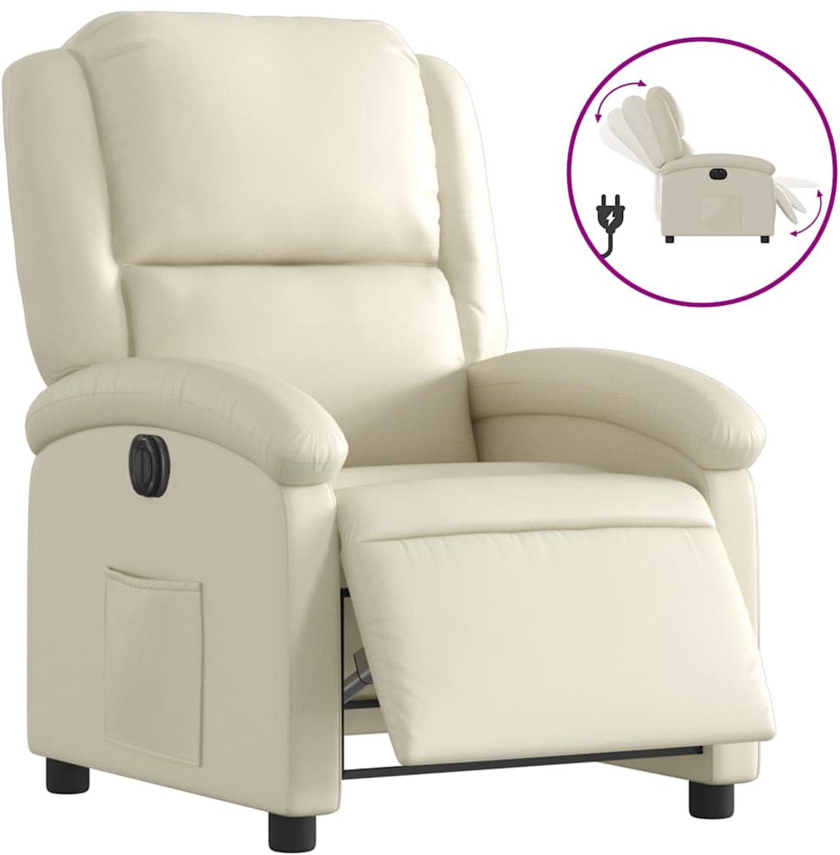 vidaXL Fauteuil - elektrisch - verstelbaar - kunstleer - crèmekleurig