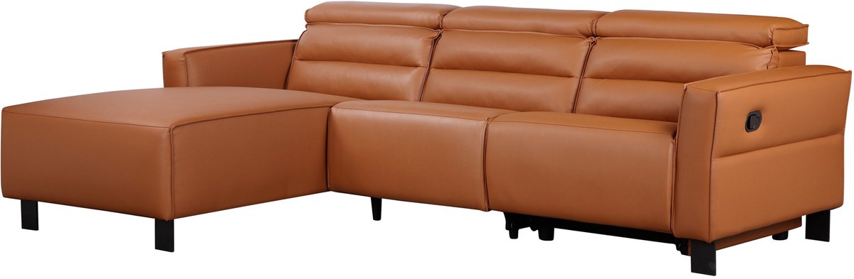 Notio Living Carpari-Hoekbank 3-zits - Handmatige Relax - Cognac PU Bruin