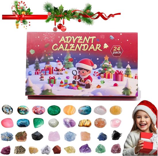 Adventskalender 2025 - Adventskalender voor kinderen - Kerstaftelkalender - 24 dagen aftellen naar Kerstmis - Kerstmis - Kerstcadeau - Kerstaftelcadeau - Kerstcadeau voor kinderen, jongens en meisjes - originele steen + rollende steen