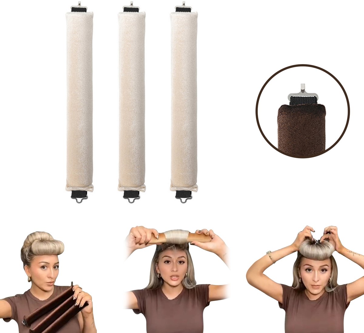 Haarrollers om haar te krullen zonder hitte Beige