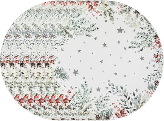 Lumières féériques et assiettes de Noël/Assiettes de Noël - 6x - Imprimé Noël - D33cm - Plastique - Multifonctionnel