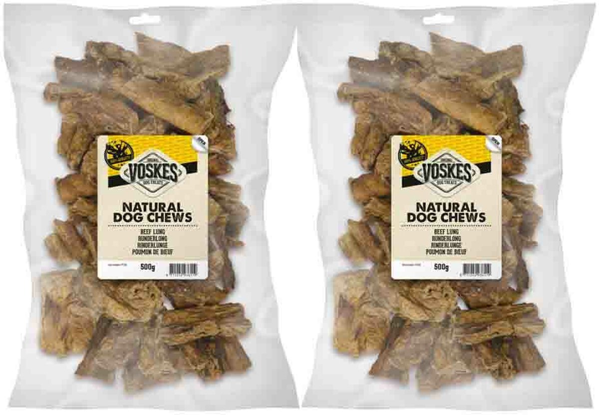 Voskes Hondensnacks Runderlong - 2 x 500 gr - Voordeelverpakking