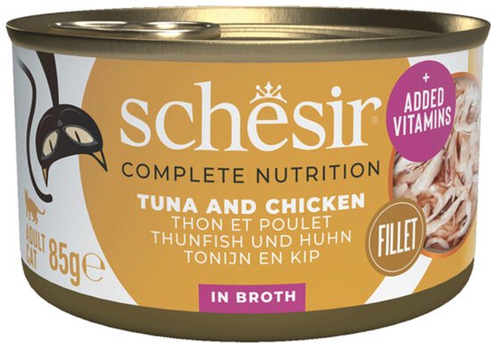 Schesir Complete & Balanced Kattenvoer Tonijn en Kip in Boullion - 12 x 85 gr - Voordeelverpakking