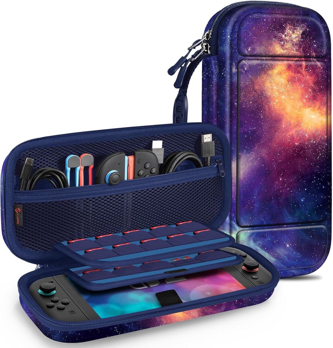 Zandarix Geschikt voor Nintendo Switch 2 - Hard Shell Beschermhoes - Draagbare Reistas met 20 Game Card Slots - Binnenzak voor Accessoires - Melkweg