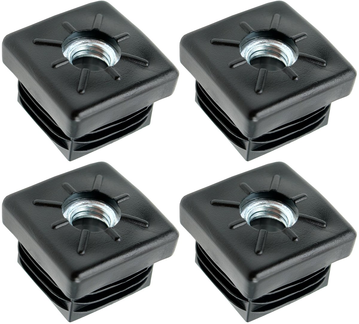 4 x Design61 Vierkante Buispluggen 30 x 30 mm M10 Met Stalen Schroefdraad