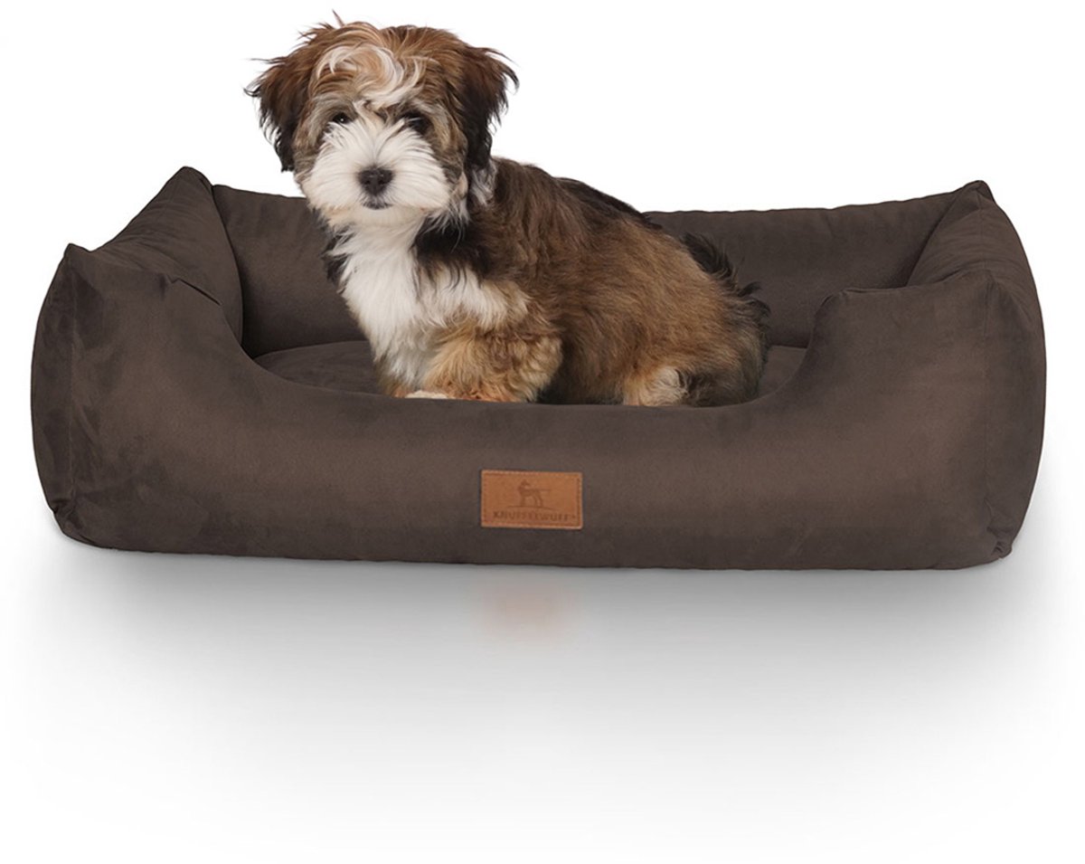 Knuffelwuff Hondenbed Dreamline van velours M-L 85 x 63cm bruin