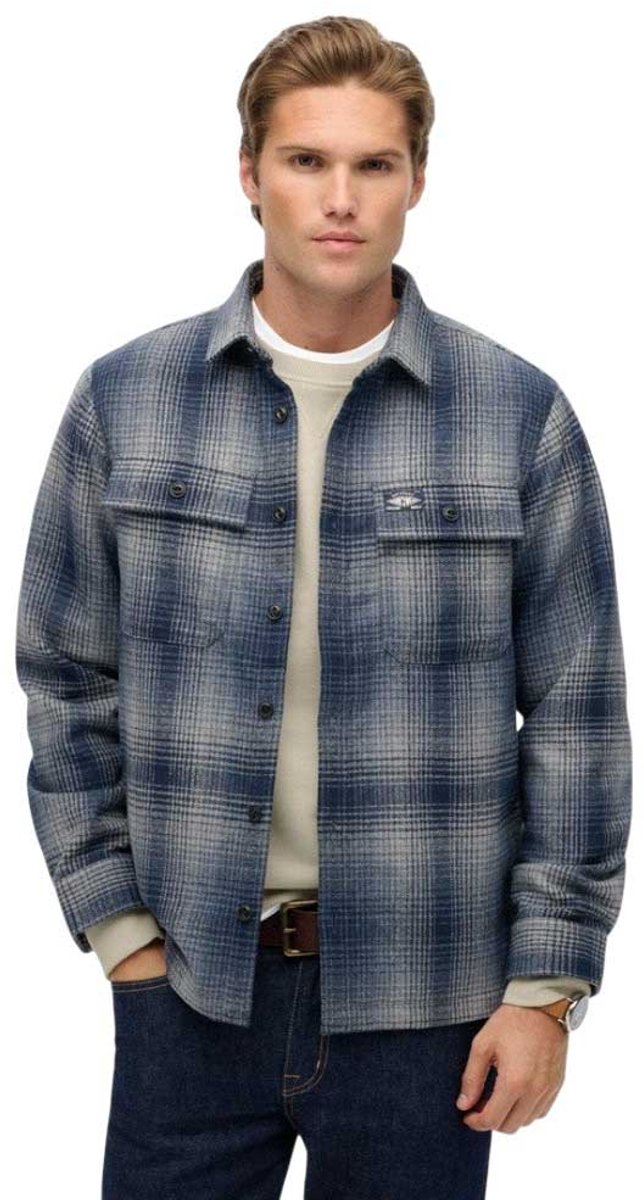 Superdry Wollen Miller Overshirt Heren Lange mouwen shirts Blauw