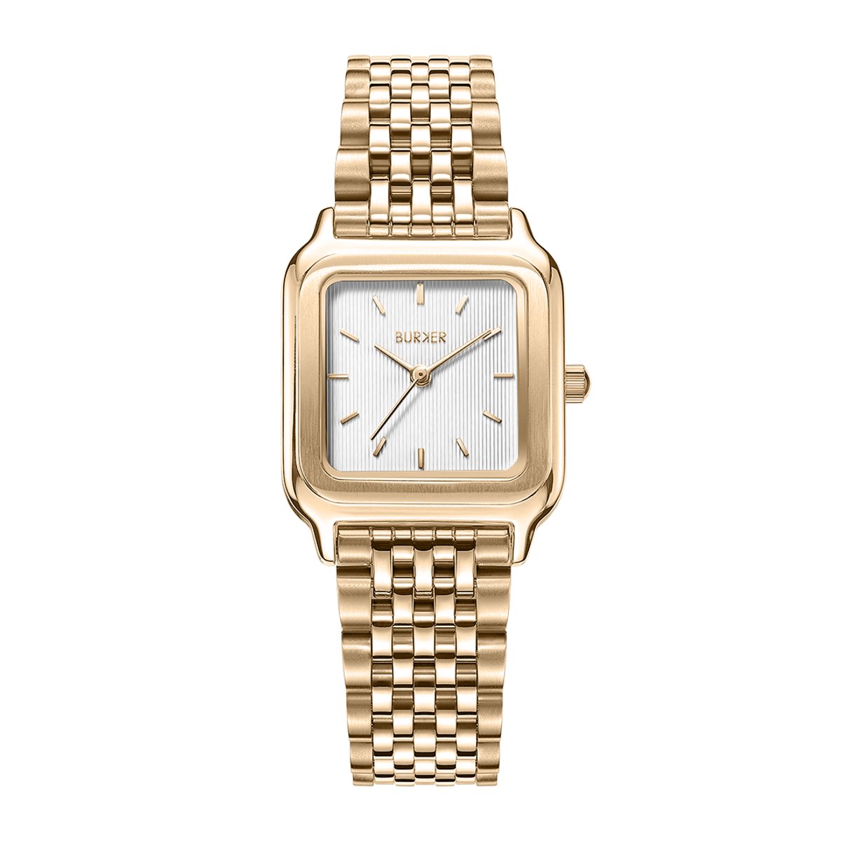 BURKER Macy Horloge Dames - Vierkant - Goud Wit - Schakelband - 26 mm