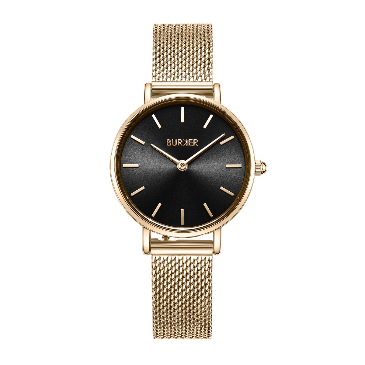 BURKER Ruby Petite Horloge Dames - Rond - Goud Zwart - Milanese Band - 28 mm
