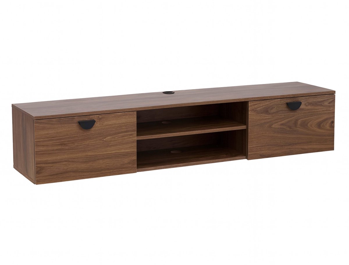 Oviala - 160 cm industriële wand-tv-kast van donker hout - Jessy