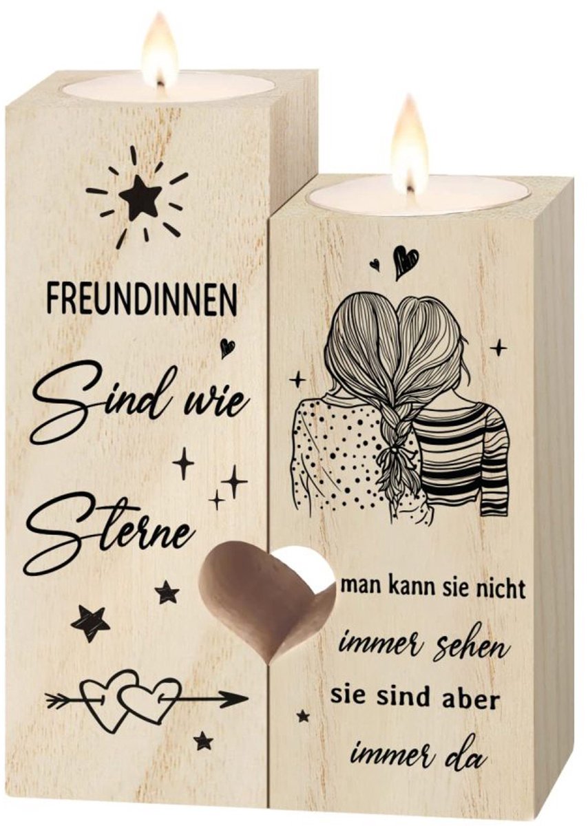 Kerzenständer Hout Geelbruin-12x9x4,5 cm-Stijl1-Huisdecoratie