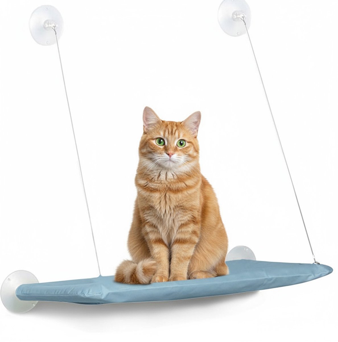 longziming -Kattenraam Hangmat – Sterke Zuignappen tot 17,5 kg, Ademend & Duurzaam Kattenbed met 360° Uitzicht – Comfortabel Zonnebed voor Katten