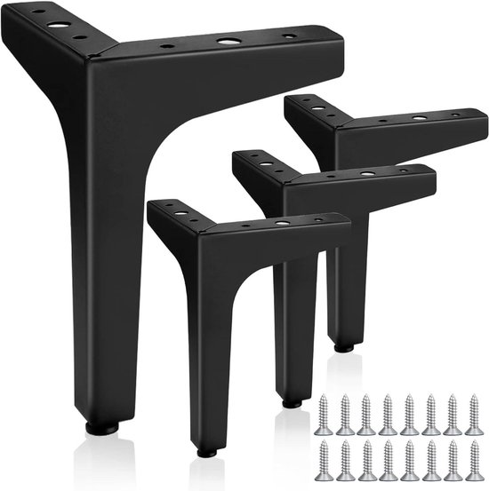 YKMYXZ Meubelpoten, 4 stuks metalen meubelpoten Driehoek Salontafel Voeten Vervangende kastvoeten Moderne bankstoel Steunpoten for salontafel TV-kast Bank Nachtkastje ,Tafelpoten metaal(Black,15cm(5.9