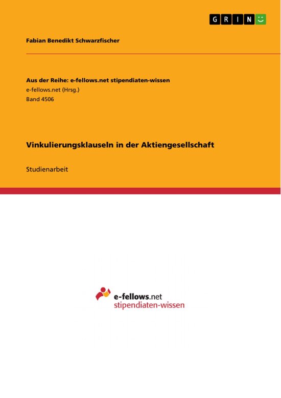 Vinkulierungsklauseln in der Aktiengesellschaft - cover