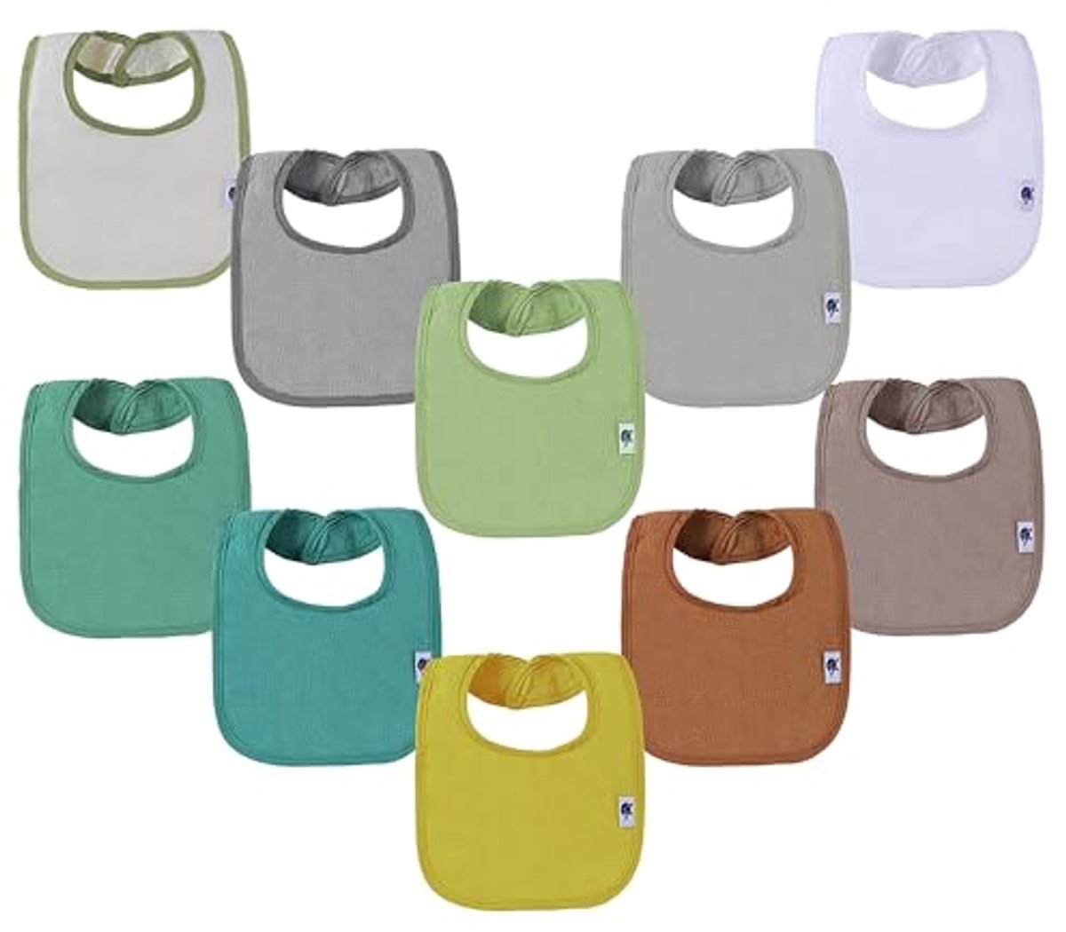 Image of 10 Stuks Waterdichte Katoenen Slabbetjes voor Baby's - Effen Blanco en Unisex
