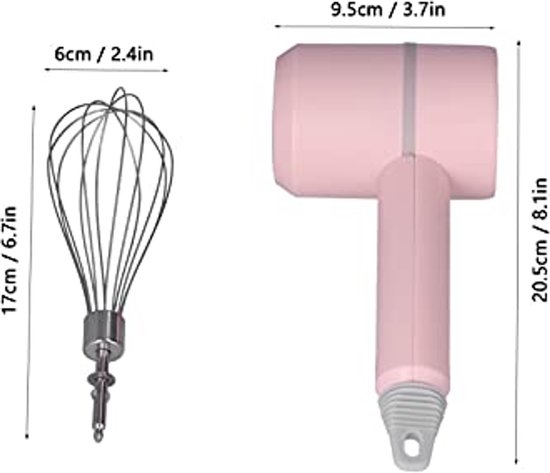 Draadloze Elektrische Handmixer met Roestvrijstalen Garde - Multifunctionele Staafmixer in Roze van Merkloos — afbeelding 4