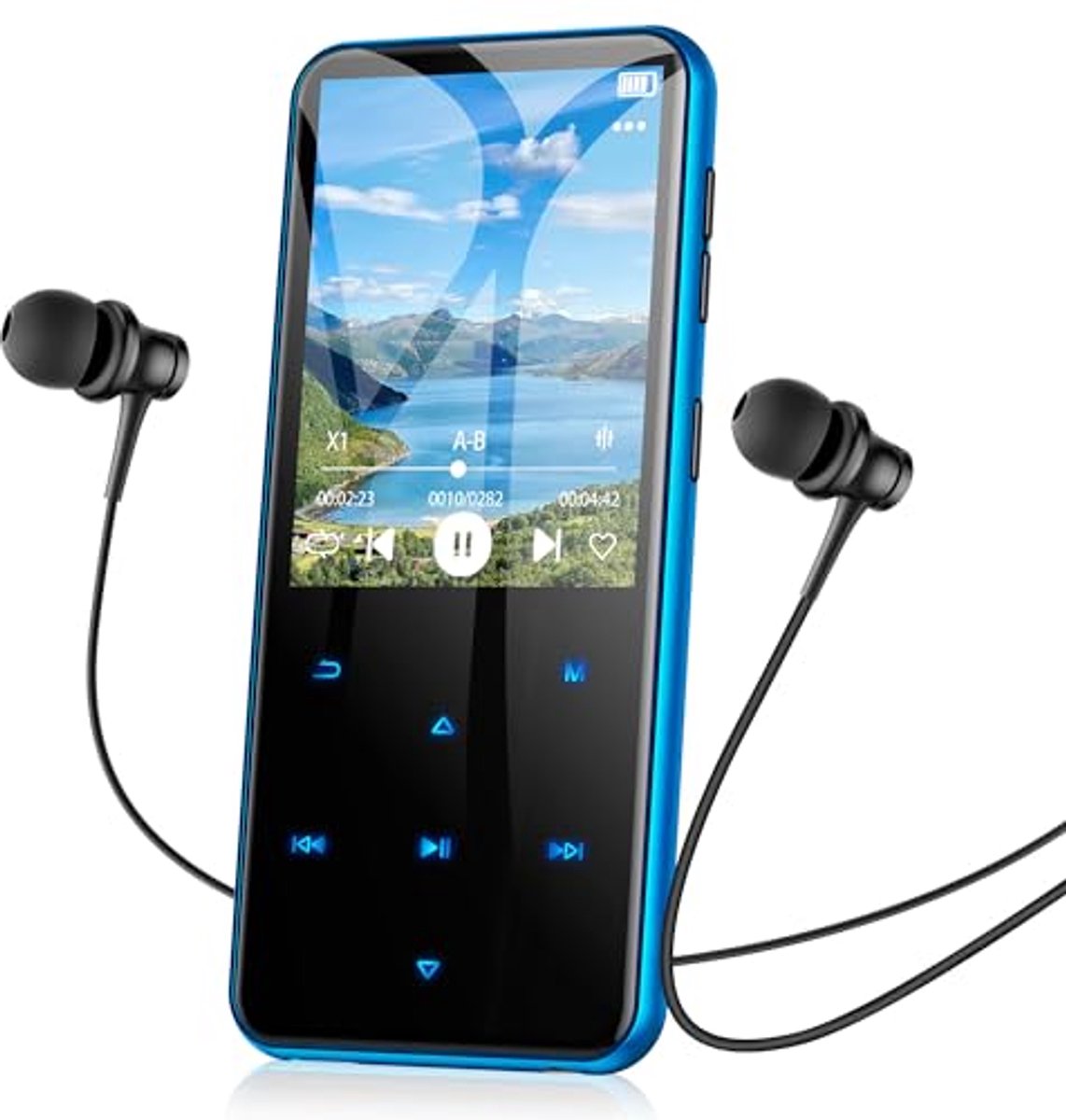 Bluetooth MP3 Speler 64GB met FM Radio en Pedometer - 2.4 Inch Scherm, 60 Uur Speeltijd