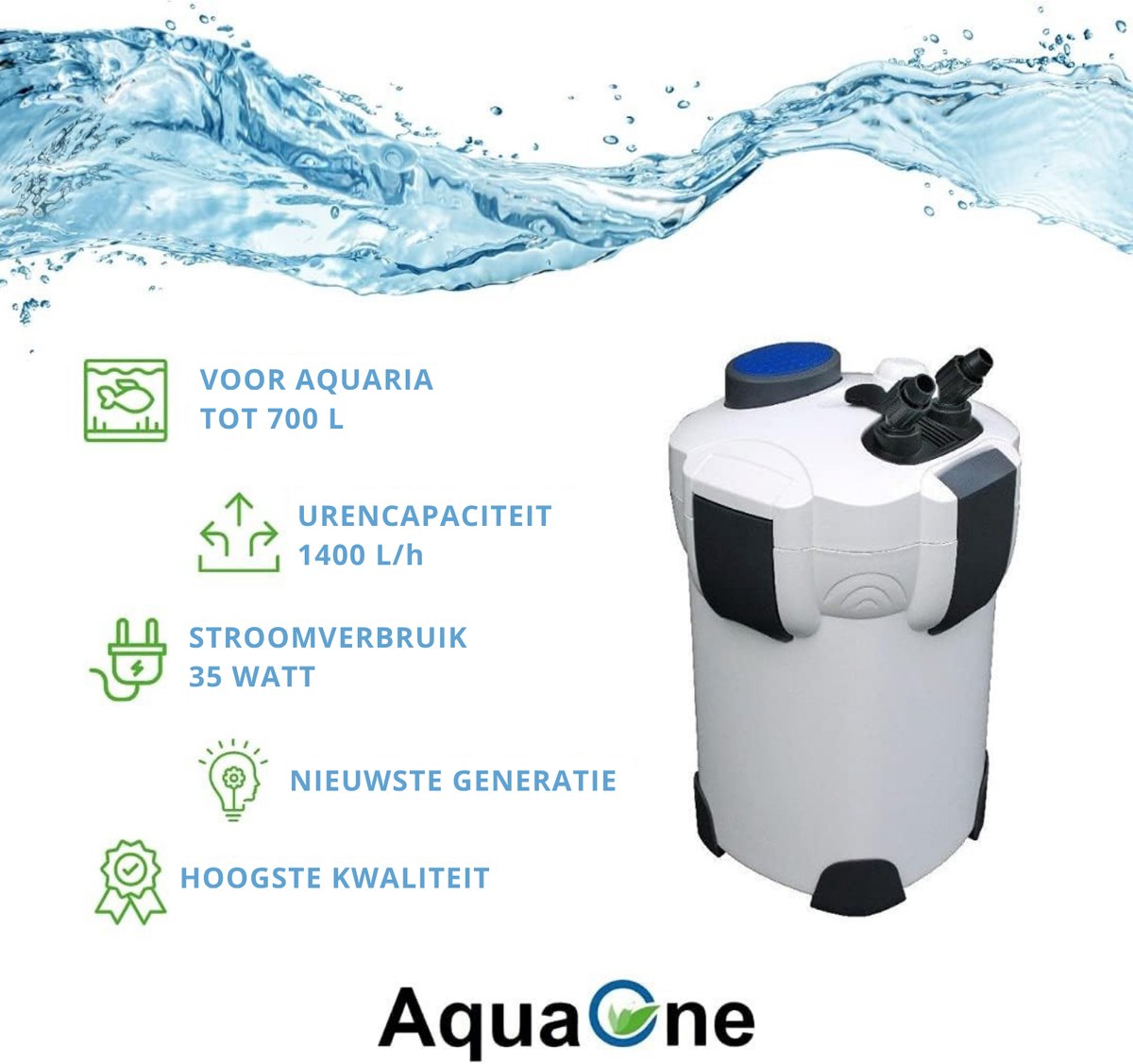 AquaOne HW-303A Buitenfilter 1400 l/u - Helder Water tot 700L