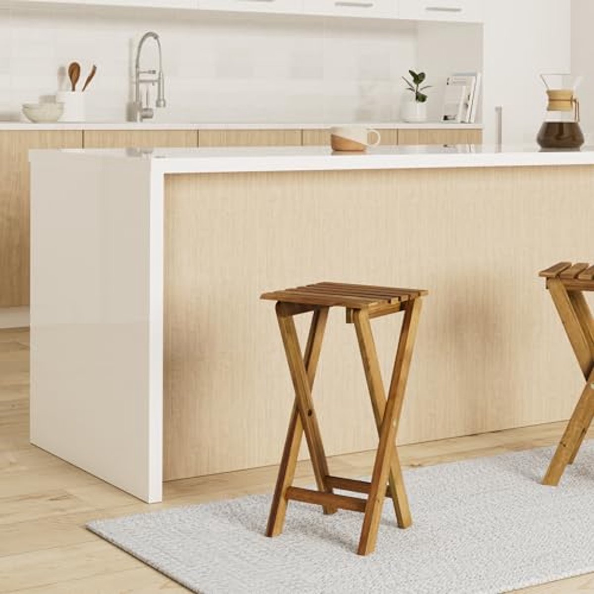 Eucalyptus Vouwkruk 62 cm - Houten Bloemenkruk, Bijzettafel en Tuinstoel