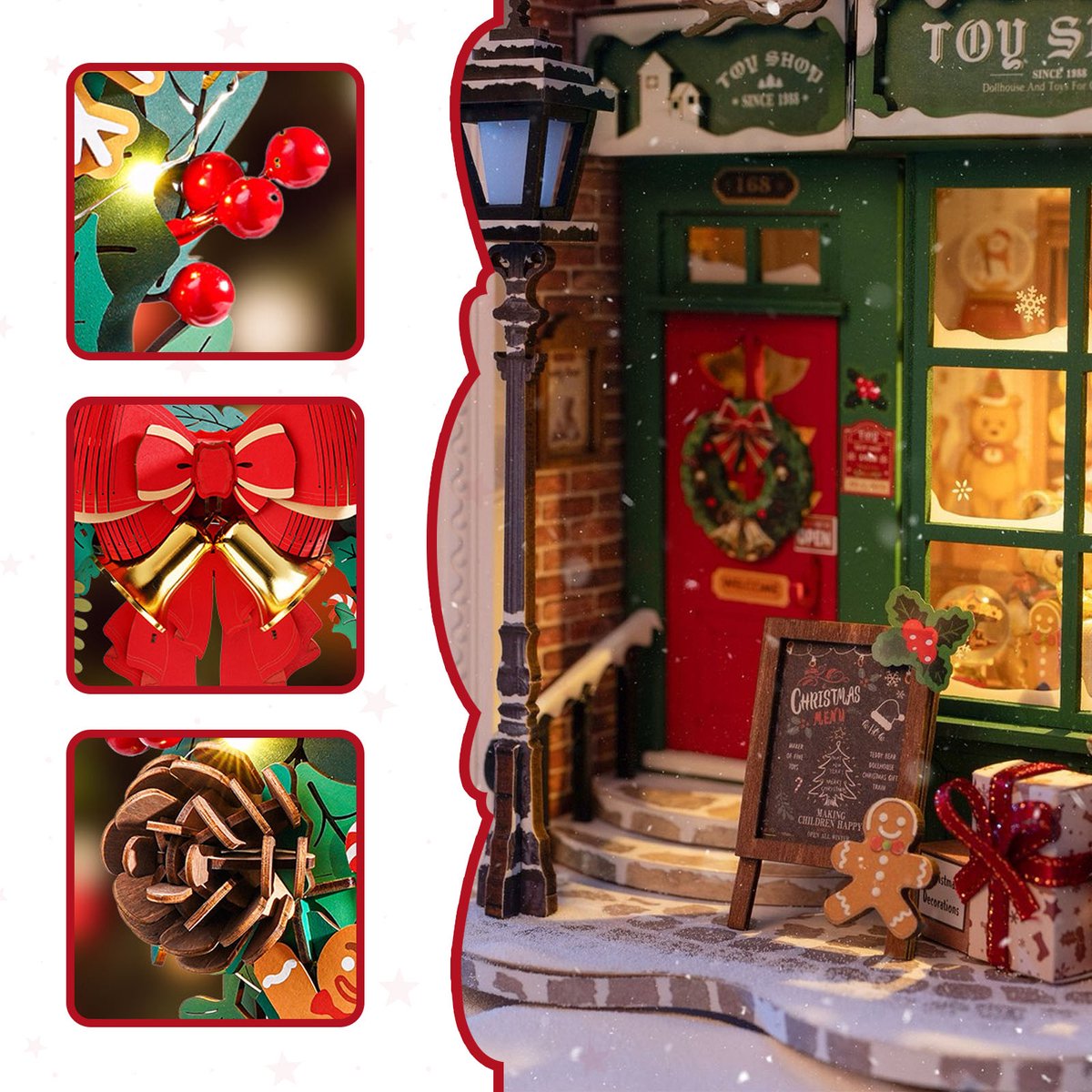 DIY Houten Kerstkrans met LED Verlichting – 252 Onderdelen – 40 cm – Bouwpakket – foto 4