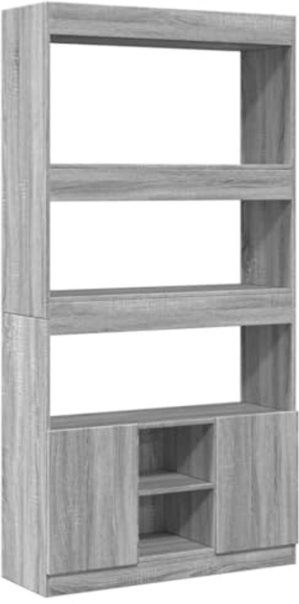Hoge kast met houtsnijwerk 92x33x180 cm in grijs sonoma eiken