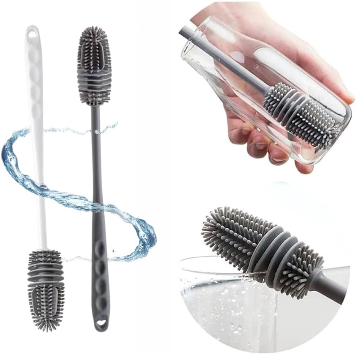 Image of 2 Pcs Bottle Brush - Silicone Cleaning Brushes - Long Handle Bottle Brush voor Fles - Beker - Ketel - Vaasje - Glas