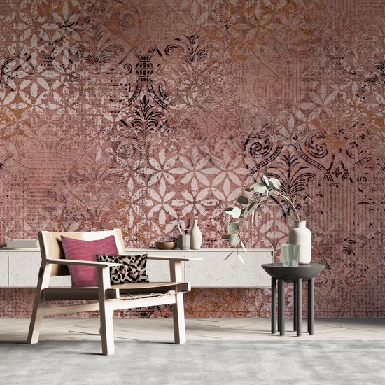 Melli Mello - 1001 Nights - Mural - Roze - Bloemen & Steenlook - Behang - 270x265 cm