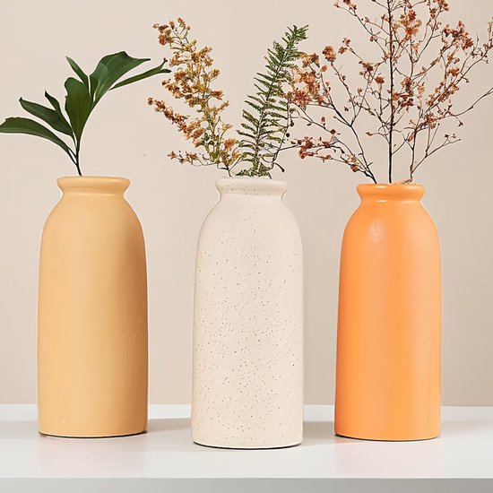 26,6 Cm Set Van 3 Kleine Keramische Vazen Voor Woondecoratie En Boerderijstijl Decoratieve