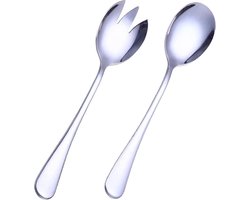 2 Pieces Salad Cutlery - Serving Cutlery Spoon - Stainless Steel Salad Cutlery Set voor Restaurants - Hotel - Party - Buffet (Silver)