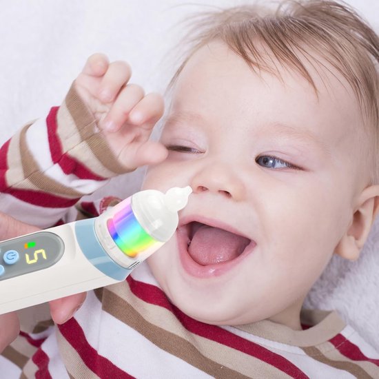 Electric Nasal Aspirator voor Baby's - 5 Suction Levels - Nasal Cleaner met Muziek en Licht Functie - 3 Silicone Tips voor Nieuwborenen en Peuters — afbeelding 4