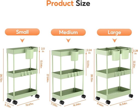 Shrivee 3 Extra Smalle Keukentrolley op Wieltjes 4 Niveaus Mobiele Lichtgewicht Karren Organizer voor Speelgoed (Wit