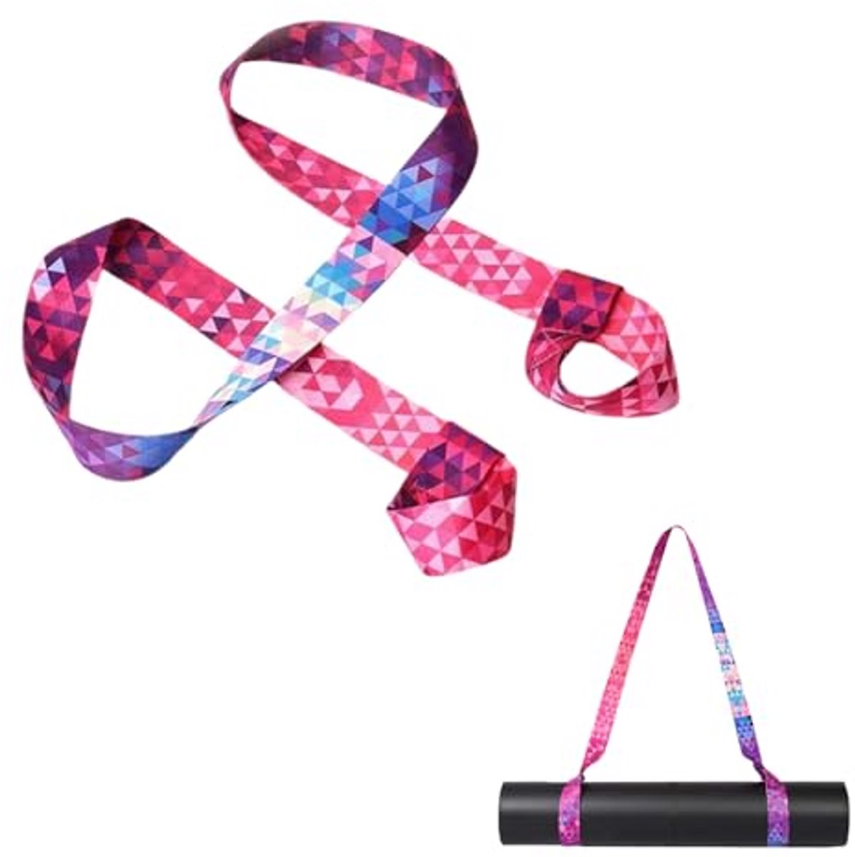 Multifunctionele Yoga Straps met 2 Stuks Yoga Mat Straps - Verstelbare Elatische Yoga Accessoires