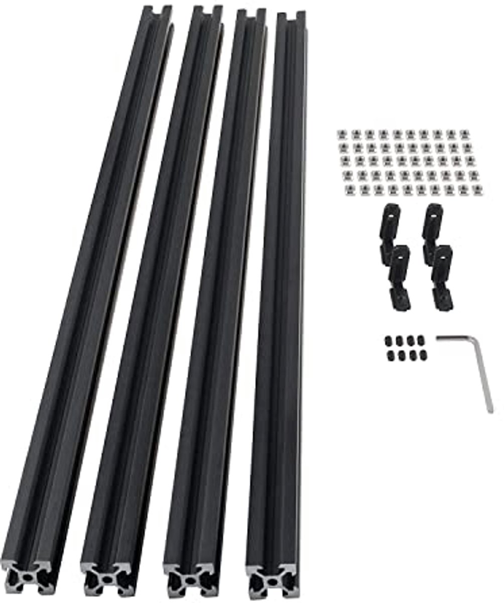 Aluminium T-profiel 2020, Geanodiseerd Zwart, 600 mm, 4 Stuks voor CNC-Machines